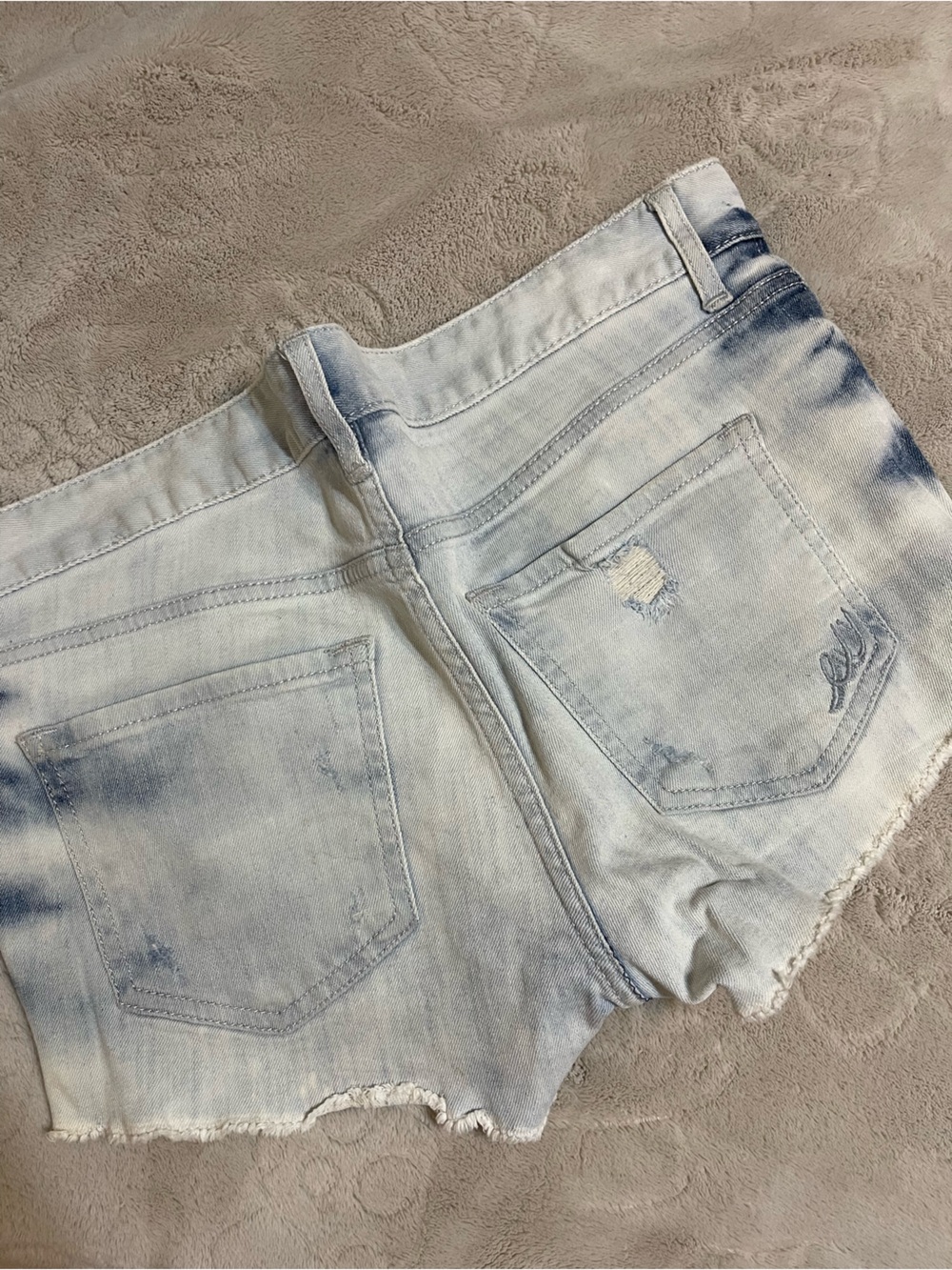 Express Light Blue Distressed Denim Shorts - Picture 2 of 3